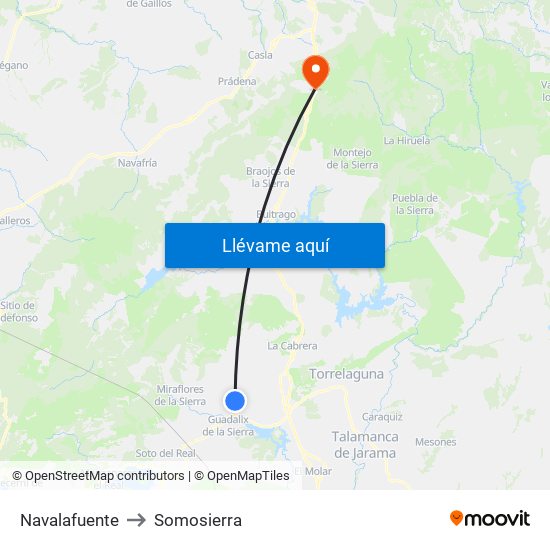 Navalafuente to Somosierra map