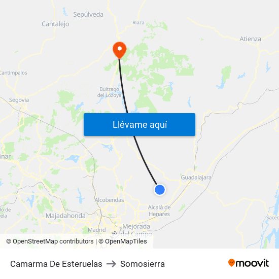 Camarma De Esteruelas to Somosierra map