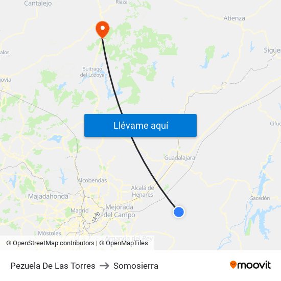 Pezuela De Las Torres to Somosierra map