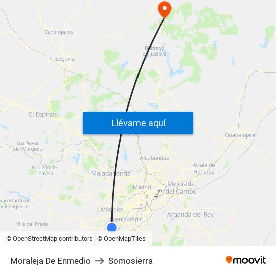 Moraleja De Enmedio to Somosierra map