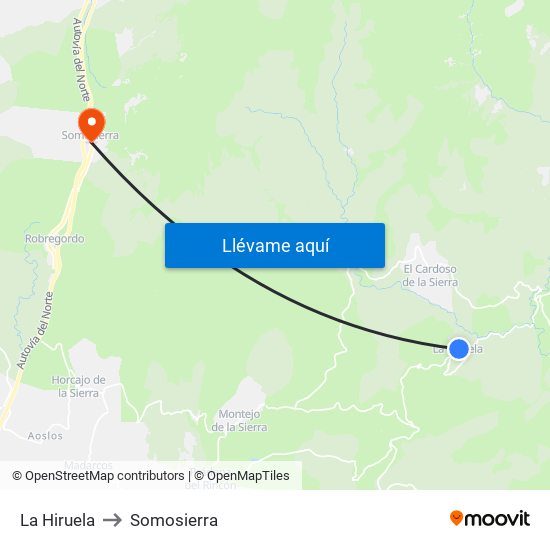La Hiruela to Somosierra map