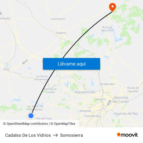 Cadalso De Los Vidrios to Somosierra map