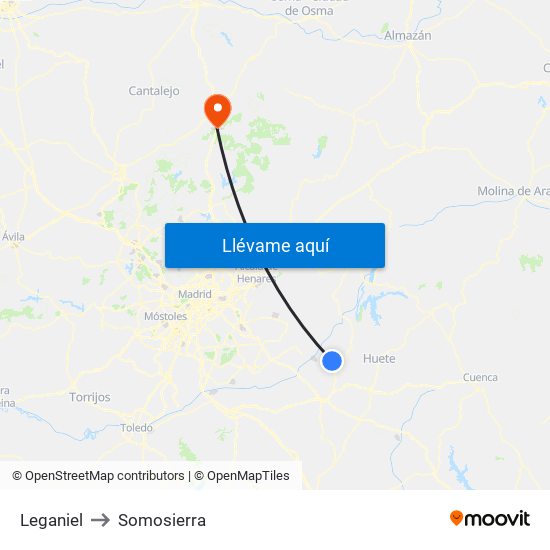 Leganiel to Somosierra map