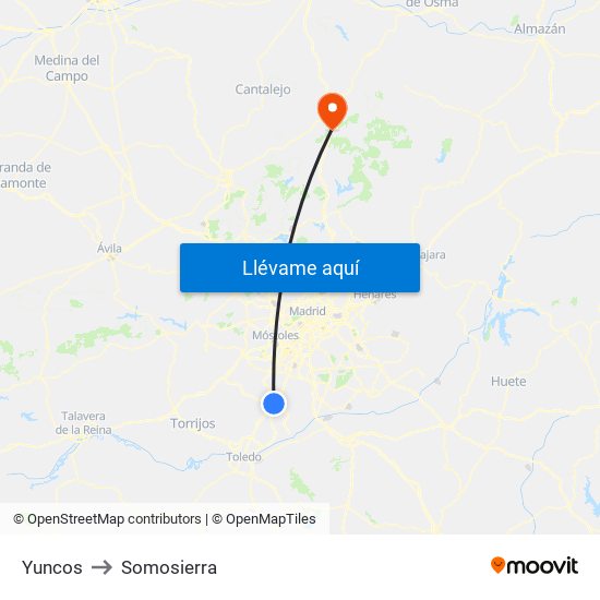 Yuncos to Somosierra map