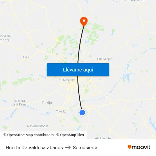 Huerta De Valdecarábanos to Somosierra map