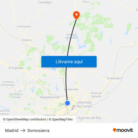 Madrid to Somosierra map