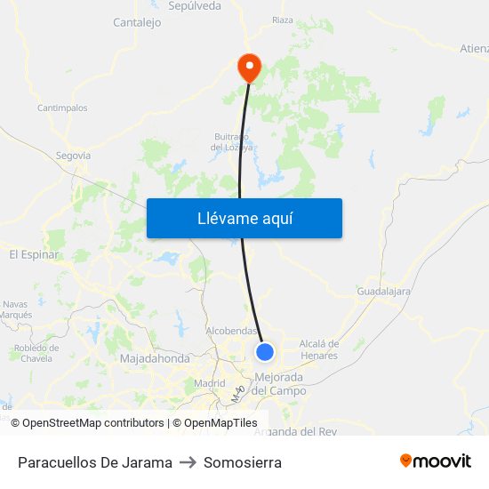 Paracuellos De Jarama to Somosierra map