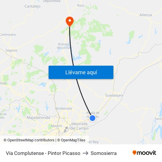 Vía Complutense - Pintor Picasso to Somosierra map