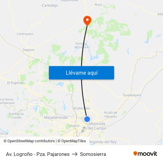 Av. Logroño - Pza. Pajarones to Somosierra map