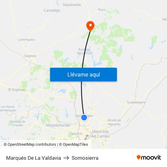 Marqués De La Valdavia to Somosierra map