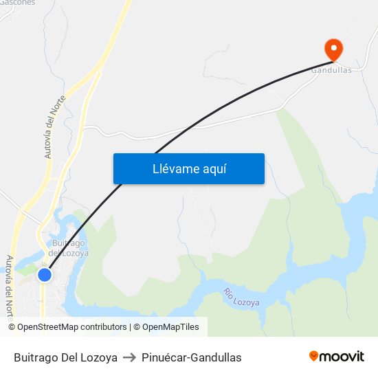 Buitrago Del Lozoya to Pinuécar-Gandullas map