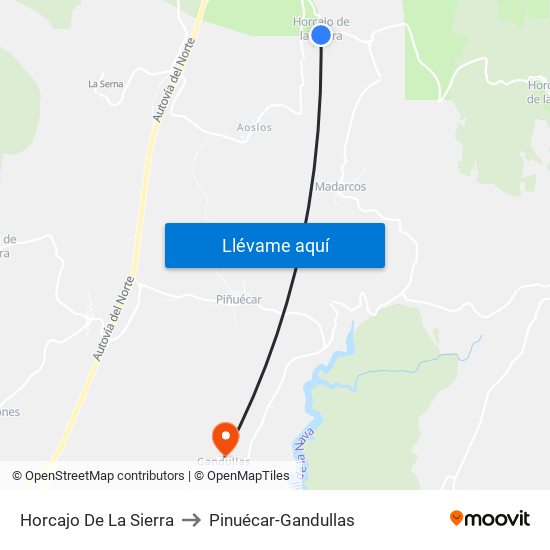 Horcajo De La Sierra to Pinuécar-Gandullas map