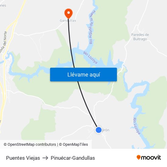 Puentes Viejas to Pinuécar-Gandullas map