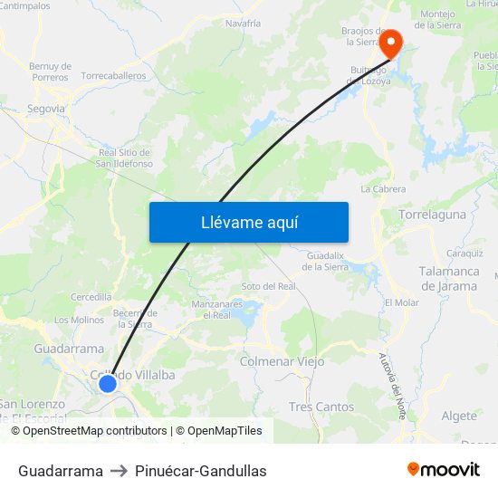 Guadarrama to Pinuécar-Gandullas map