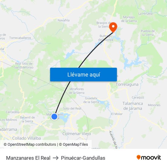 Manzanares El Real to Pinuécar-Gandullas map