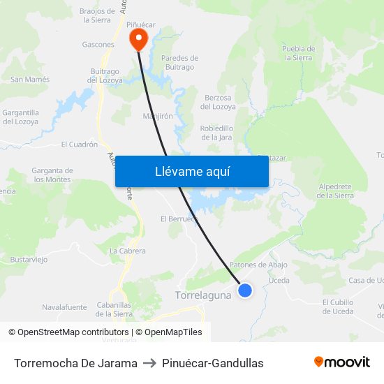 Torremocha De Jarama to Pinuécar-Gandullas map