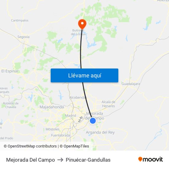 Mejorada Del Campo to Pinuécar-Gandullas map