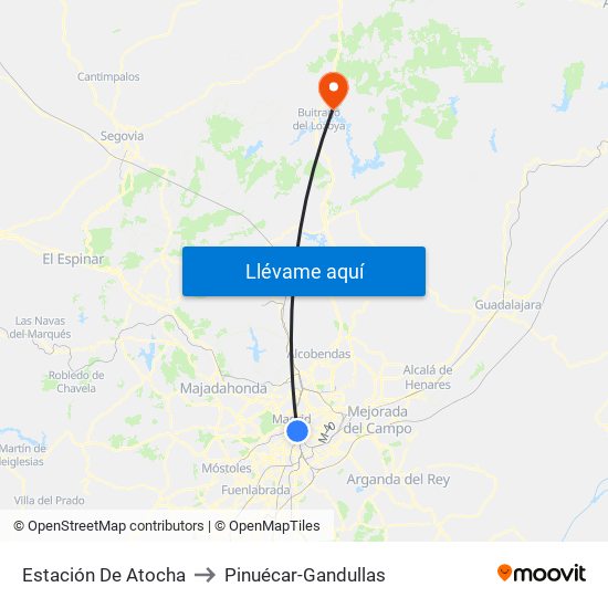 Estación De Atocha to Pinuécar-Gandullas map