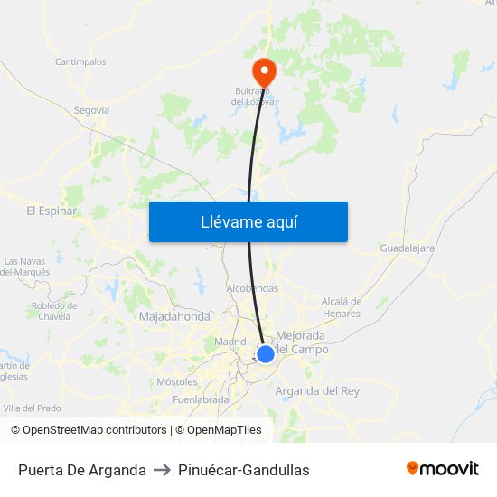 Puerta De Arganda to Pinuécar-Gandullas map
