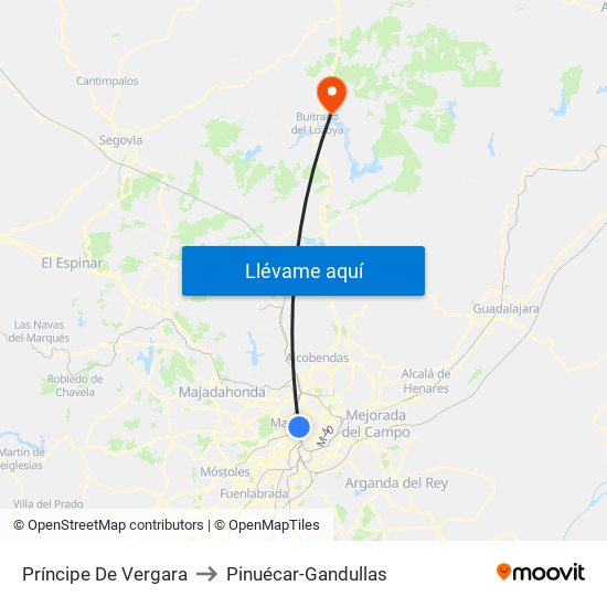 Príncipe De Vergara to Pinuécar-Gandullas map