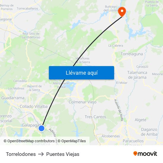 Torrelodones to Puentes Viejas map