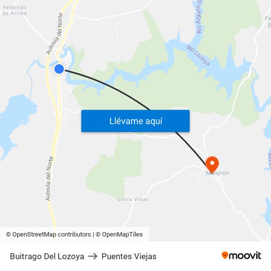 Buitrago Del Lozoya to Puentes Viejas map