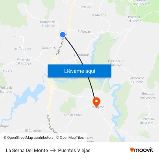 La Serna Del Monte to Puentes Viejas map