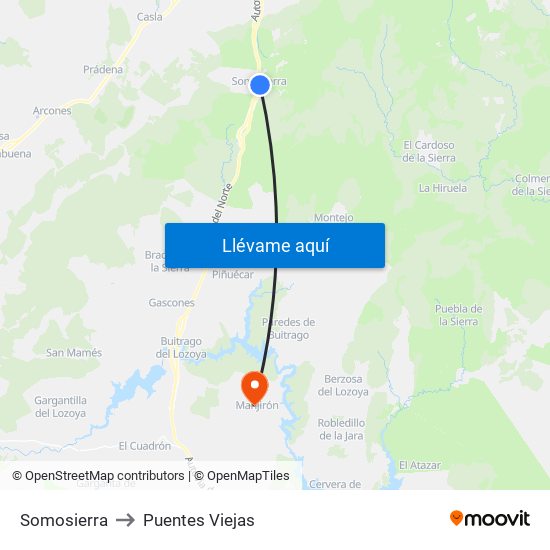 Somosierra to Puentes Viejas map