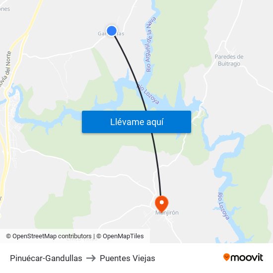 Pinuécar-Gandullas to Puentes Viejas map