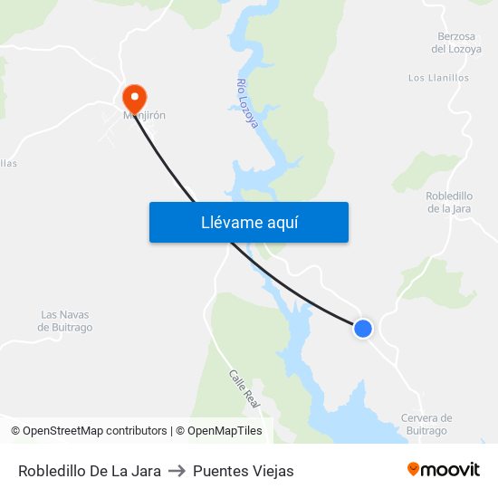 Robledillo De La Jara to Puentes Viejas map