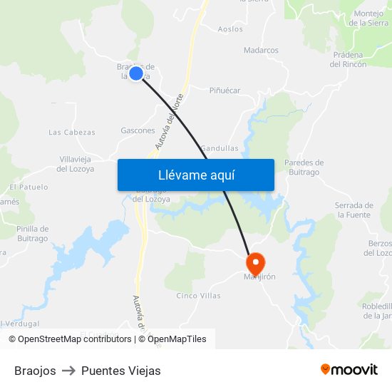 Braojos to Puentes Viejas map