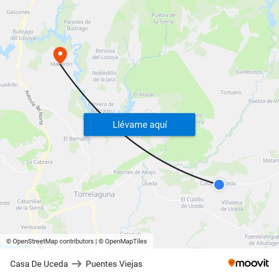 Casa De Uceda to Puentes Viejas map