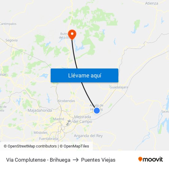 Vía Complutense - Brihuega to Puentes Viejas map
