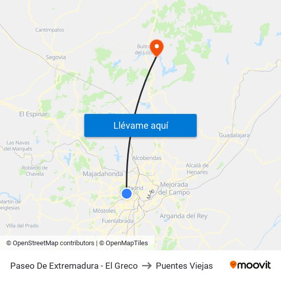 Paseo De Extremadura - El Greco to Puentes Viejas map
