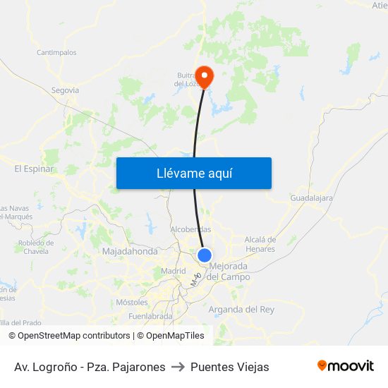 Av. Logroño - Pza. Pajarones to Puentes Viejas map
