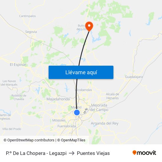 P.º De La Chopera - Legazpi to Puentes Viejas map