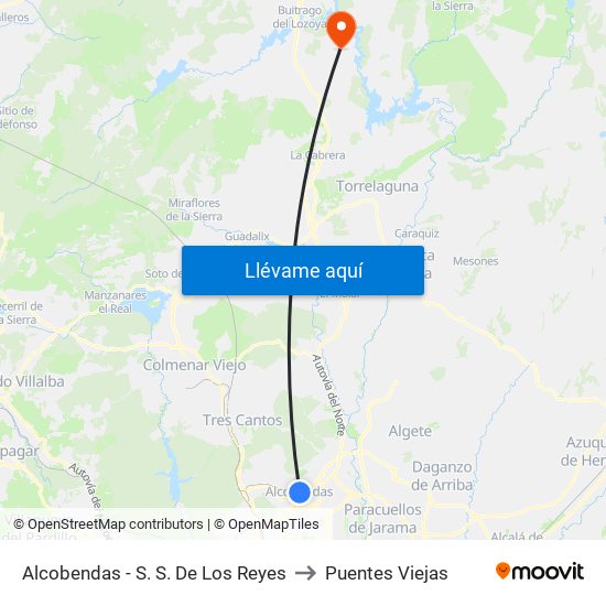 Alcobendas - S. S. De Los Reyes to Puentes Viejas map