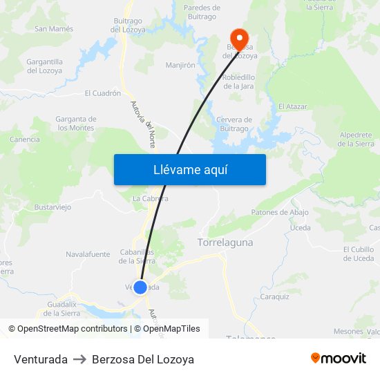 Venturada to Berzosa Del Lozoya map