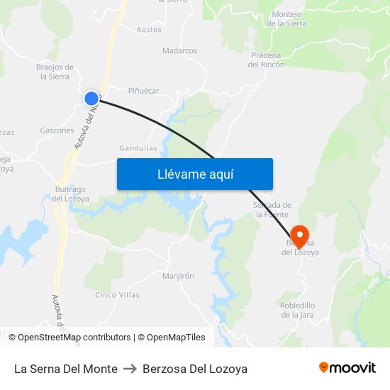 La Serna Del Monte to Berzosa Del Lozoya map
