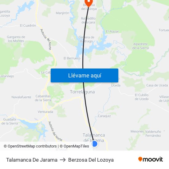 Talamanca De Jarama to Berzosa Del Lozoya map