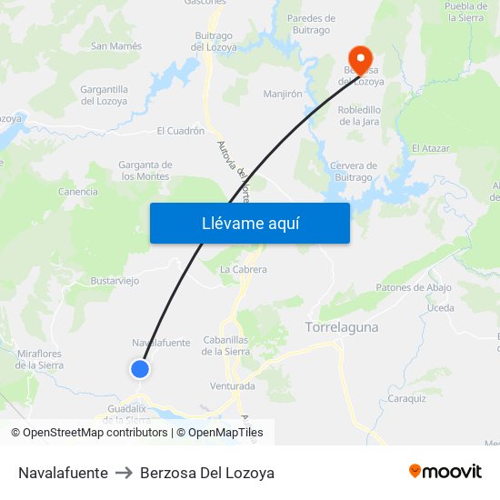 Navalafuente to Berzosa Del Lozoya map