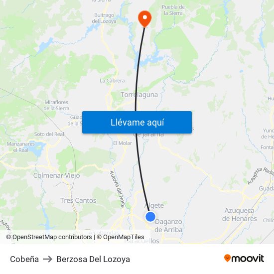 Cobeña to Berzosa Del Lozoya map