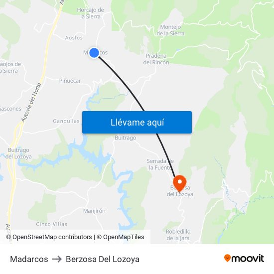 Madarcos to Berzosa Del Lozoya map