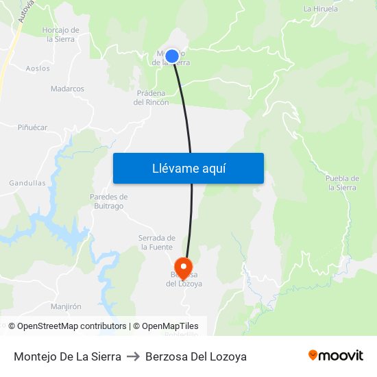 Montejo De La Sierra to Berzosa Del Lozoya map