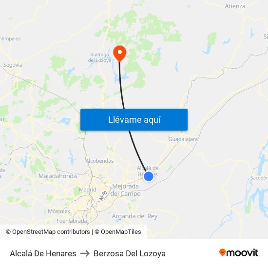 Alcalá De Henares to Berzosa Del Lozoya map