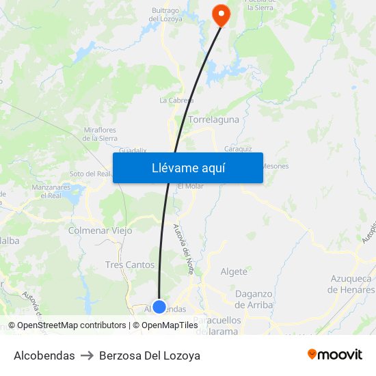 Alcobendas to Berzosa Del Lozoya map