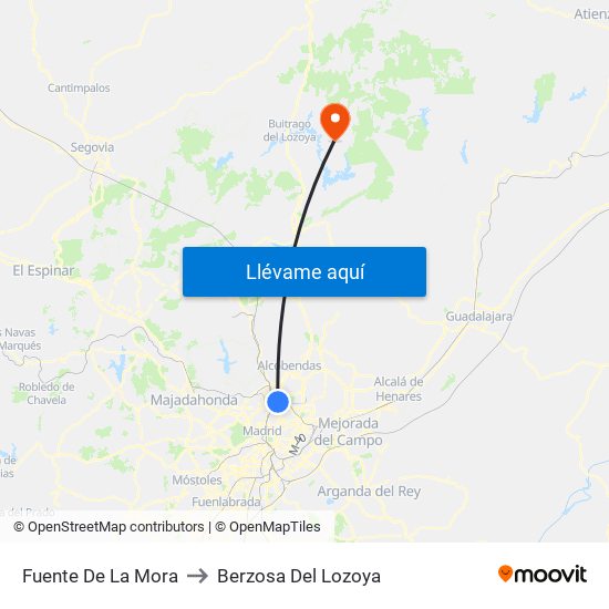 Fuente De La Mora to Berzosa Del Lozoya map
