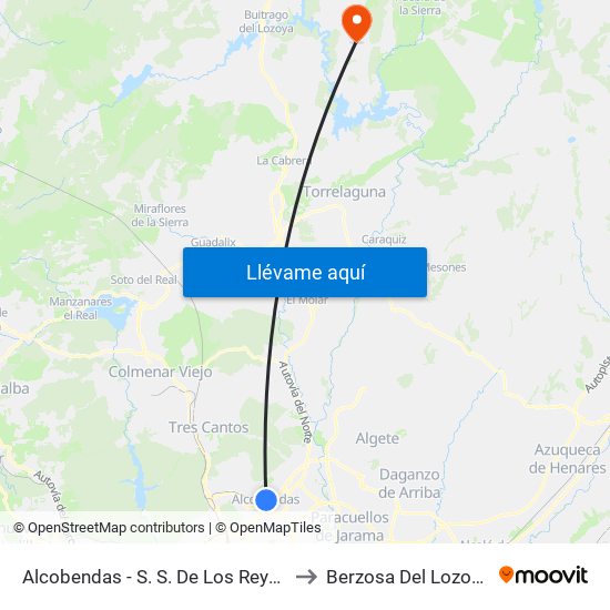 Alcobendas - S. S. De Los Reyes to Berzosa Del Lozoya map