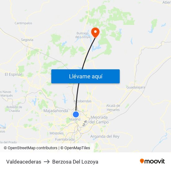 Valdeacederas to Berzosa Del Lozoya map