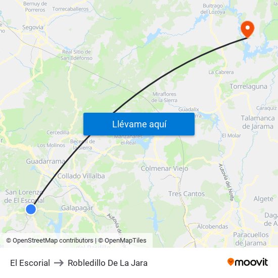 El Escorial to Robledillo De La Jara map